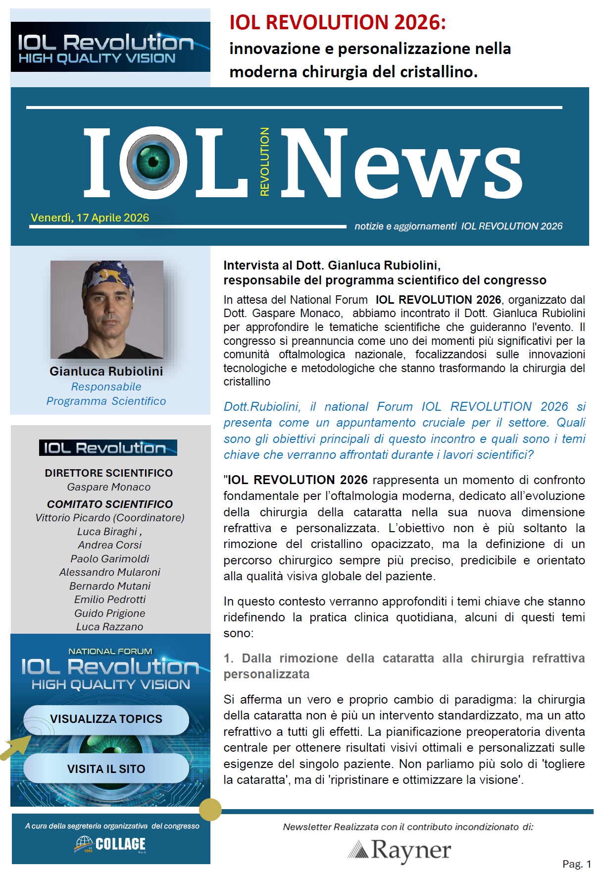 IOL REVOLUTION 2026: innovazione e personalizzazione nella moderna chirurgia del cristallino.